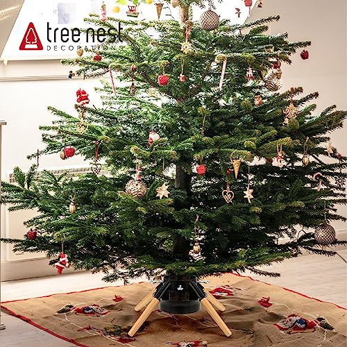 Christmas Tree Stand for Real Trees Up to 10ft, Black Metal with 4.9 Inch Diameter