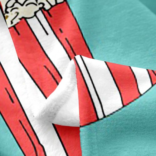 Erosebridal Cinema Blanket 40x50 Inch Popcorn Blue Throw Blanket Cartoon Cute Kawaii Movie Theme Fleece Blanket Film Geometric Theatre Living Room Decor Fun Food Sherpa Blanket for Kids Girls Boys