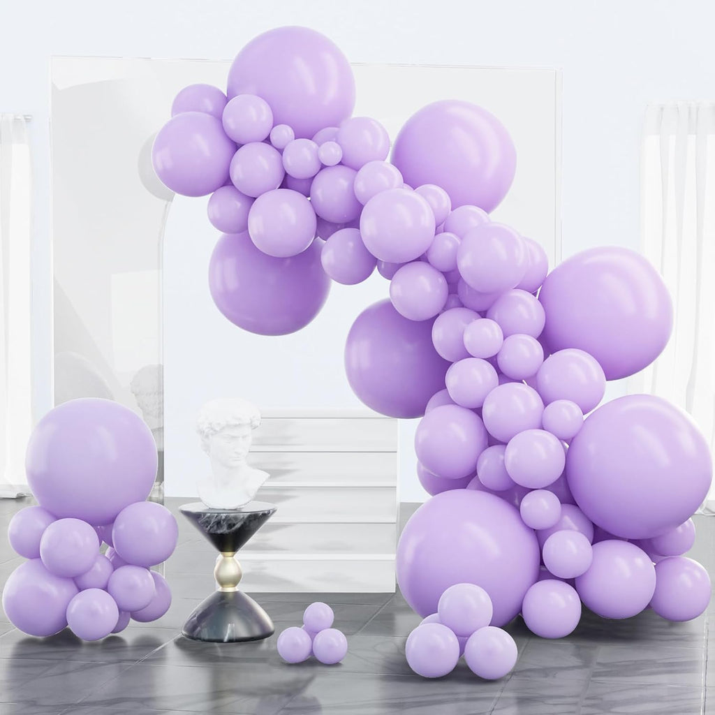 PartyWoo Lavender Balloons - 100pcs Pastel Purple Balloon Arch Kit for Baby Showers & Parties | 5-12 Inch Sizes