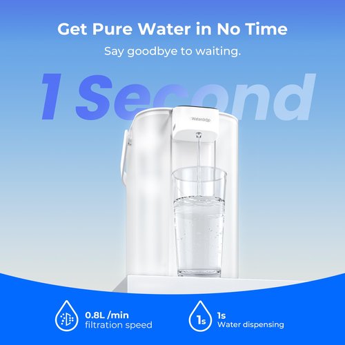Waterdrop 98% Chloramine Reduction Electric Water Filter Pitcher, Rechargeable Water Dispenser, Instant 200-Gallon 15-Cup Countertop Purifier, NSF/ANSI 42, Reduce PFOA/PFOS, Lead, White, with 1 Filter