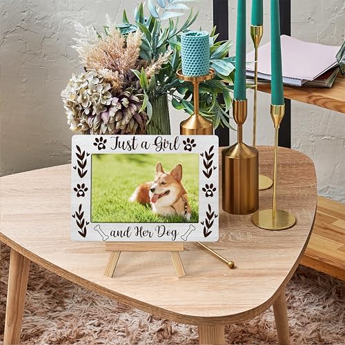 Dog Lover Gift Photo Frame - Just A Girl And Her Dog - Birthday Tabletop Decor