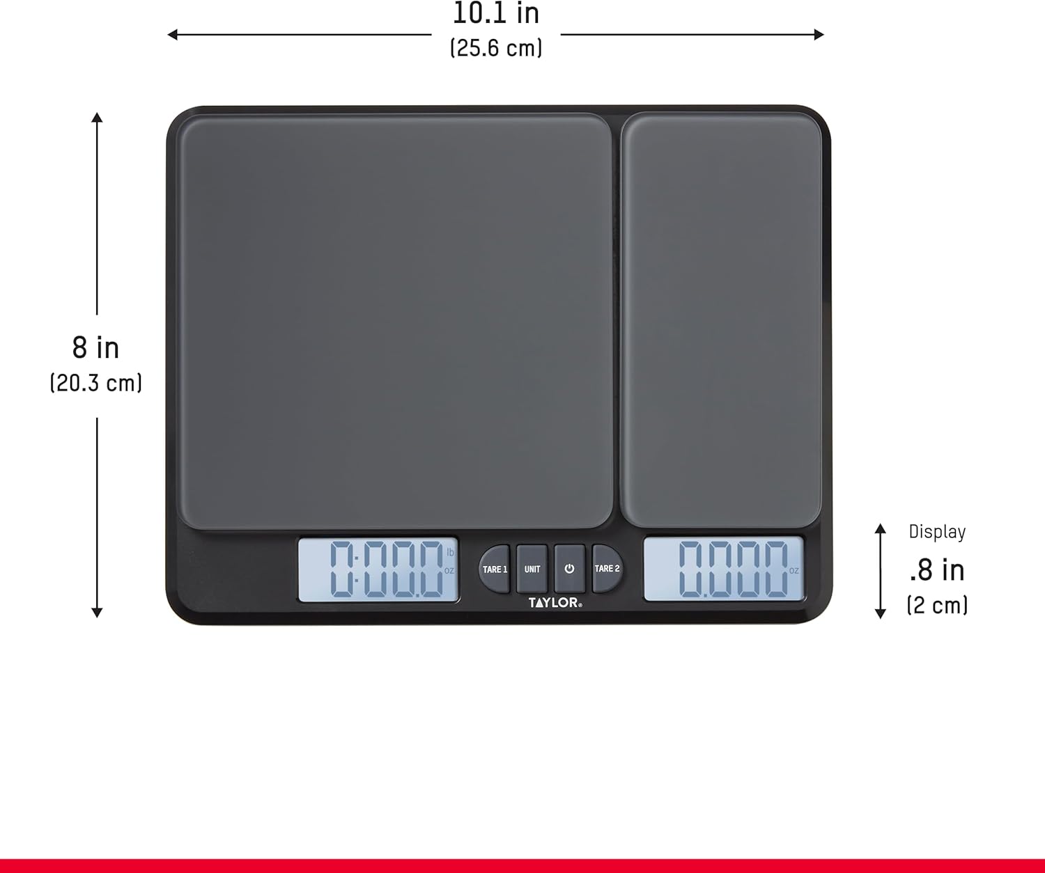 Taylor Dual Platform Kitchen Scale - Digital Grams & Ounces for Weight Loss & Cooking | 15lb Capacity, Black