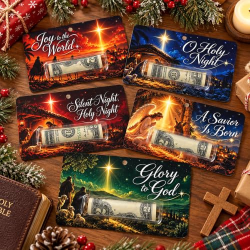 Christian Nativity Christmas Money Holder Set - Religious Holiday Card Decor