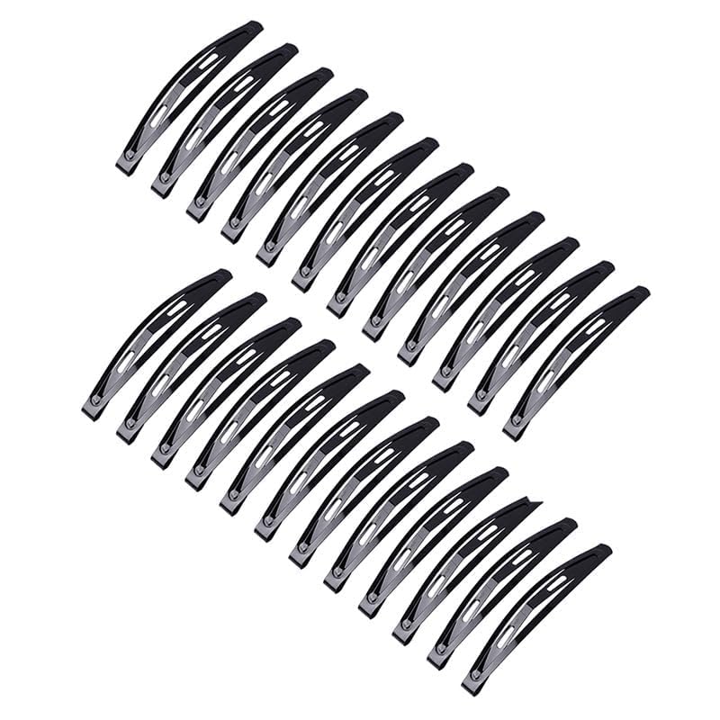 Seadiquiet 24Pcs Large Metal Snap Hair Clips - 2.16 Inch Black No-Slip Hair Barrettes for Styling and Makeup