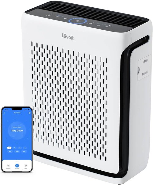 LEVOIT Air Purifier - Smart WiFi HEPA Filter for Large Rooms Up to 1073 Ft² | Vital 100S-P, White