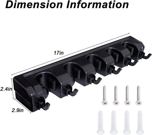 HYRIXDIRECT Broom Hanger - Heavy-Duty Wall Mount Organizer for Mops & Garden Tools | Ideal for Garage & Laundry Storage