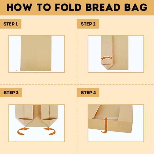 50 Sourdough Bread Bags For Homemade Loaf Kraft Brown Paper Bread Bags with Window and Square Bottom Large Bakery Bag - Reusable and Disposable Square Bottom for Easy Storage of Sandwiches and Bagels