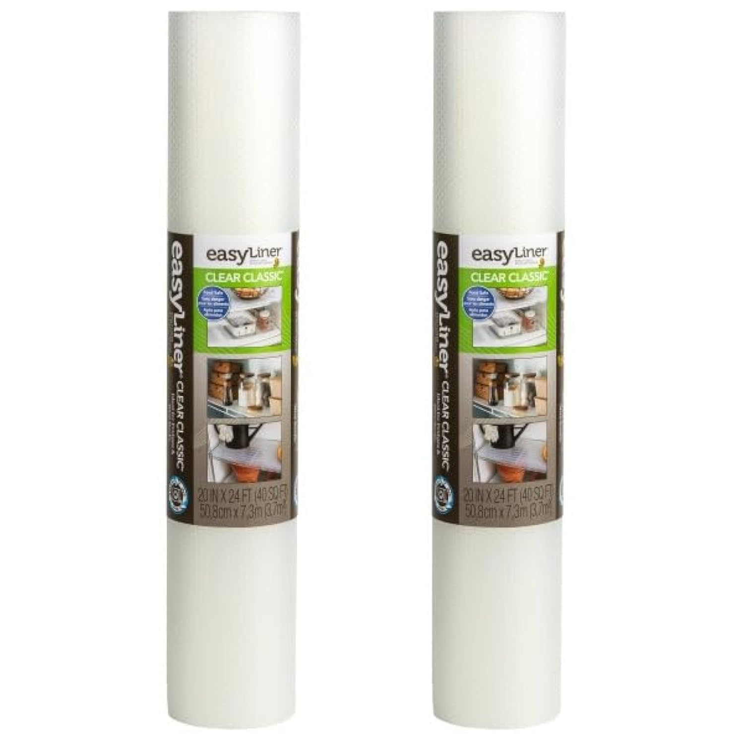 Duck Brand Clear Classic EasyLiner Shelf Liner, Non-Adhesive, Clear, 20 Inches x 24 Feet, 2 Rolls