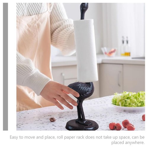 Ciieeo Retro Flamingo Paper Towel Holder Stand Animal Shape Kitchen Roll Organizer Non-Slip Base Countertop Towel Rack for Bathroom Dining Table