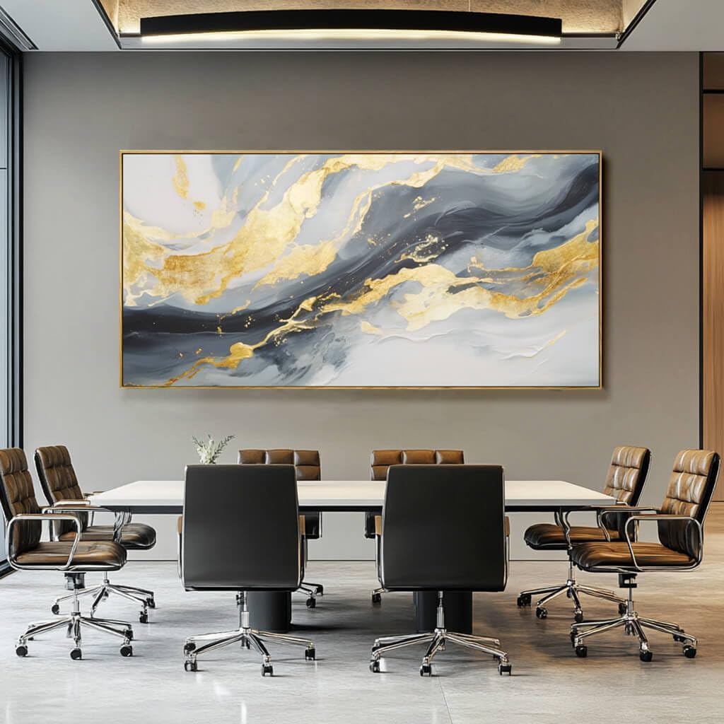 SDYA Large Abstract Canvas Wall Art - Gold & Blue Decor for Living Room, Bedroom, Office | 29x58 Inch