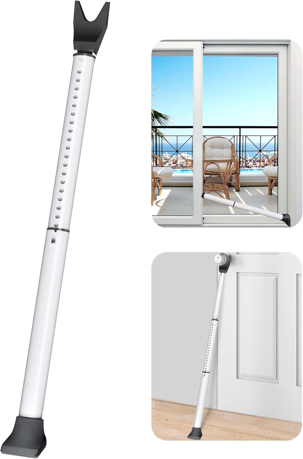 AceMining Door Security Bar - Heavy Duty Adjustable Jammer for Home & Travel | 1 Pack, White