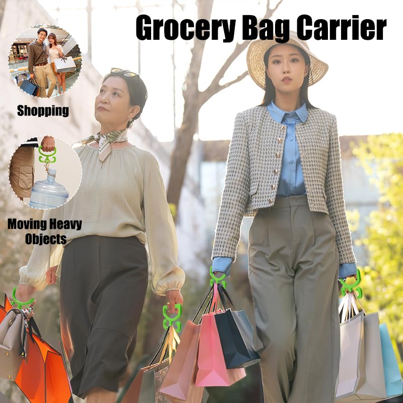 Grocery Bag Carrier - 2 Pack Heavy-Duty Holder with Ergonomic Grip