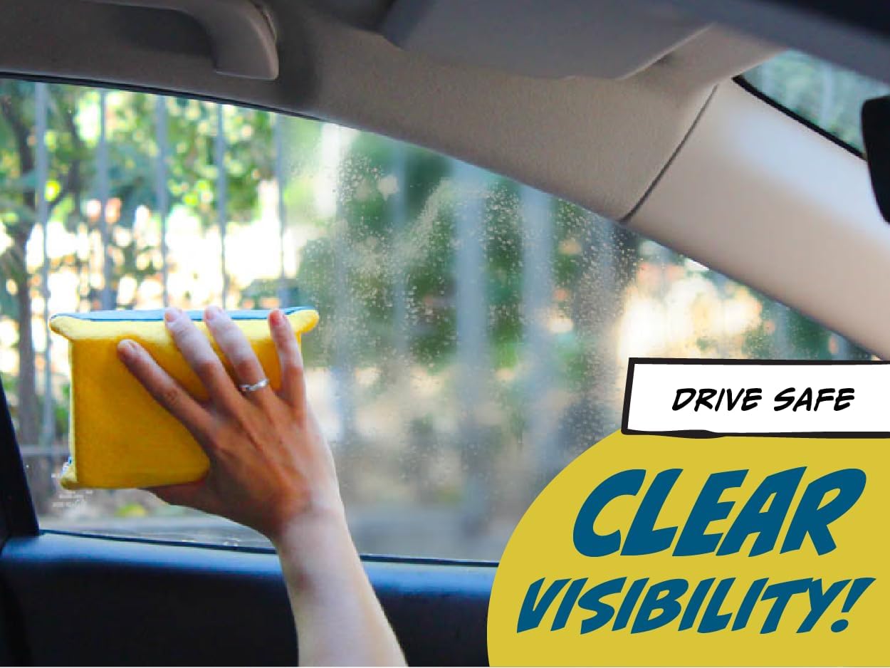 Skiennix Window Cleaner Tool - Non-Scratch, Super Absorbent Sponges for Car Glass | 2-Pack, 6 x 4.5 x 2 in