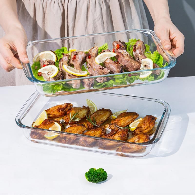 Regine Switzerland 1.7 Quart Deep Glass Baking Dish - Versatile Rectangular Bakeware for Lasagna & Leftovers | Oven & Dishwasher Safe