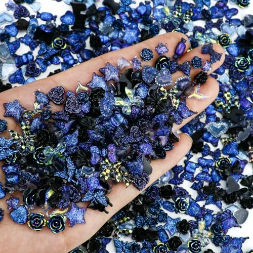 Briskbloom 320PCS Black 3D Nail Charms Kawaii Resin Flatback Y2K Art