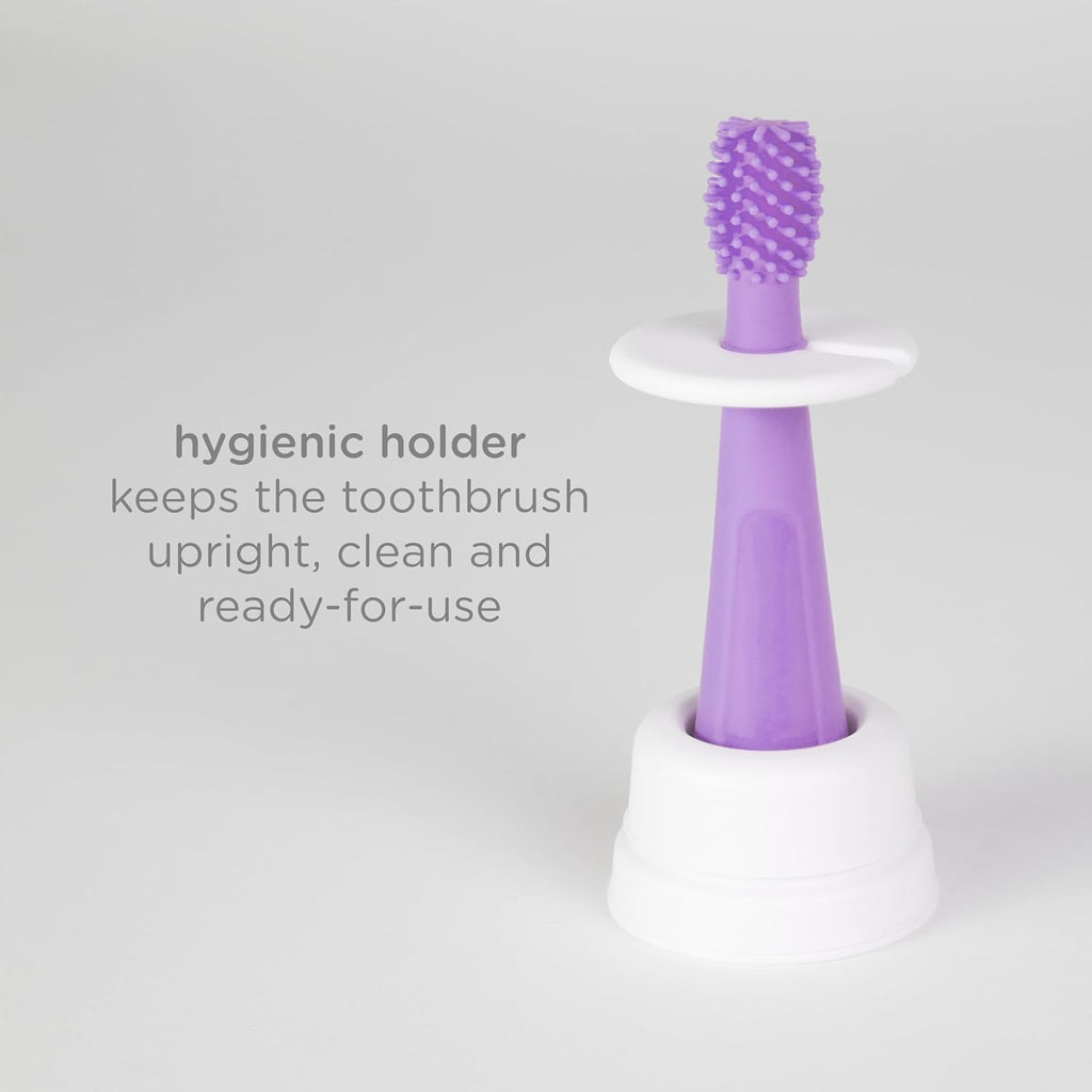Ubbi Grow With Me Toothbrush Set - Silicone Finger Brush & 360° Soft Bristle Toothbrush | Smoothie Purple