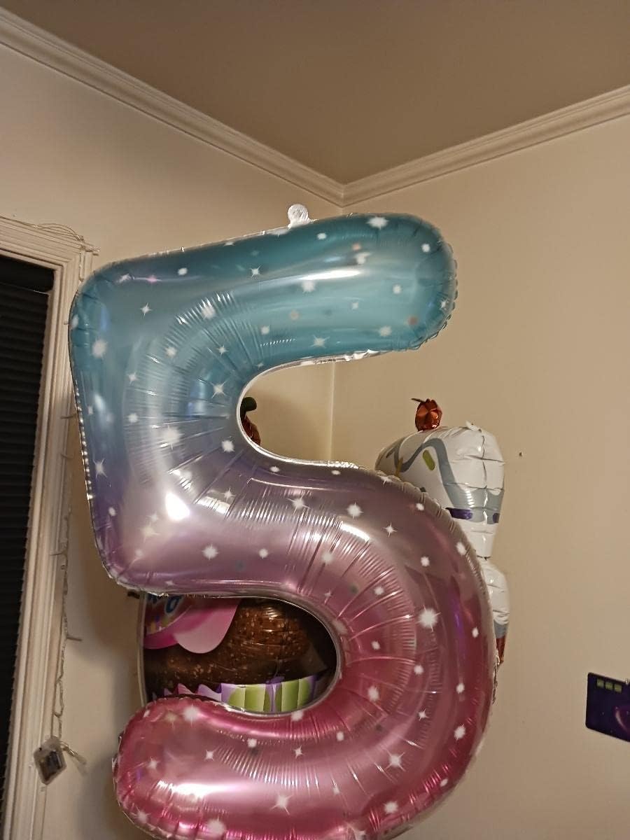 Skiennix 40-Inch Number 6 Balloon - Vibrant Pink, Purple & Blue Birthday Decorations for Boys & Girls