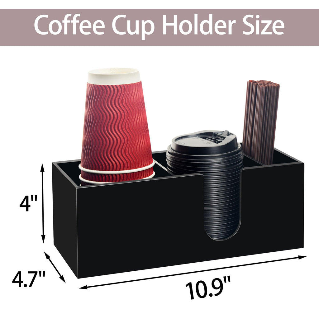 Beitiny Coffee Cup Holder for Countertop, Acrylic Coffee Bar Accessories and Organizer, Black Coffee Station Organizer Farmhouse Table Decor