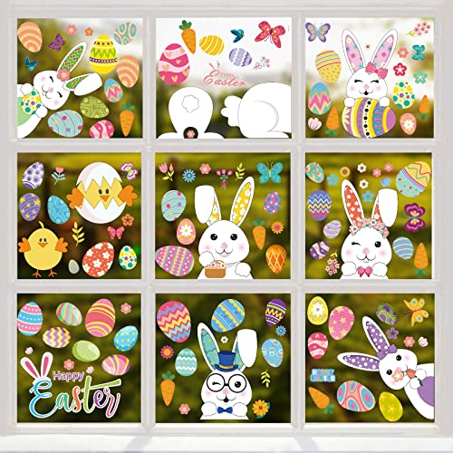 Easter Window Clings Stickers - 120 PCS Bunny & Egg Decor