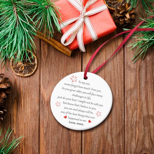 Inspirational Ceramic Christmas Ornament Gift for Son from Mom