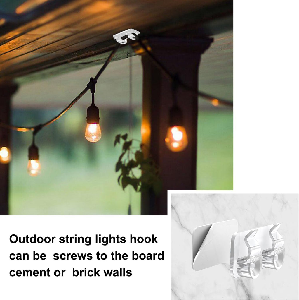 Outdoor Light Clips - 50 Heavy-Duty Waterproof Adhesive Clips for Hanging LED Lights | Perfect for Weddings & Patios