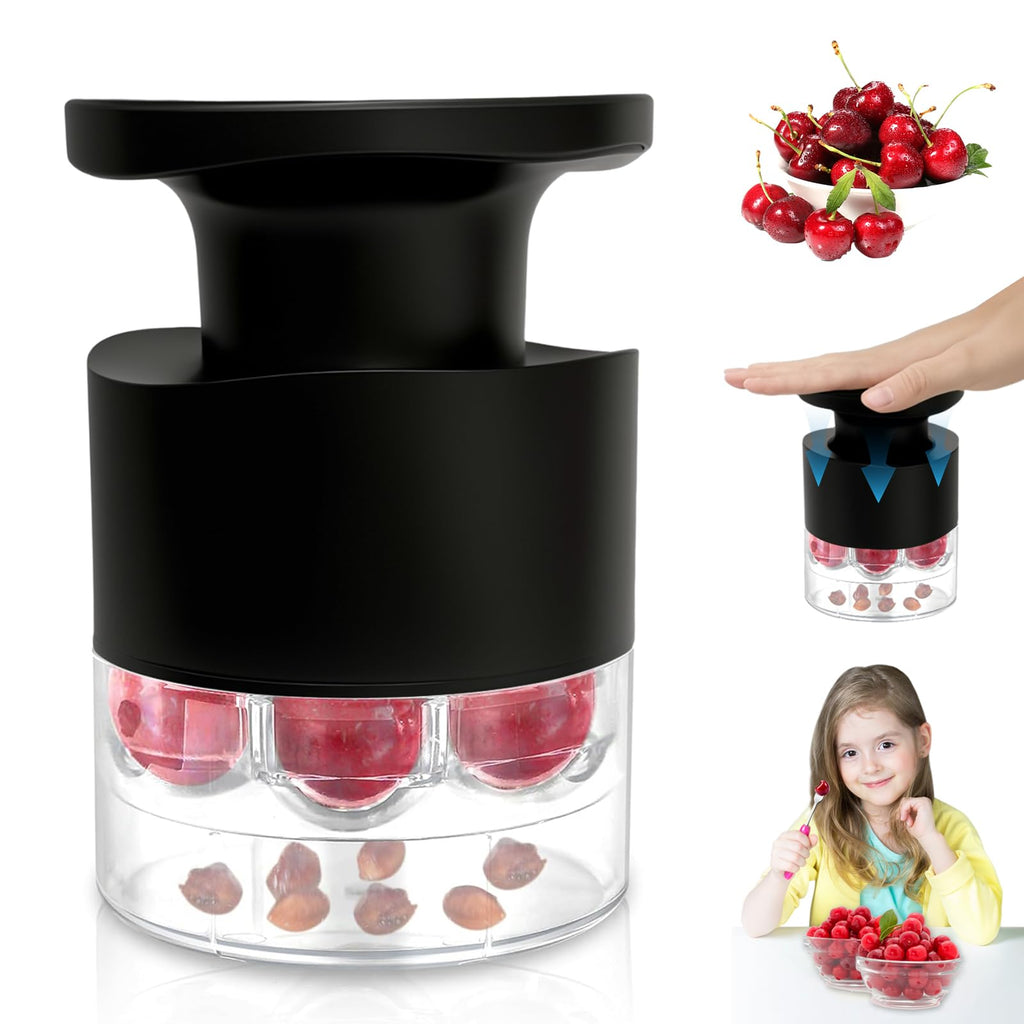 Cherry Pitter Multiple, Quick Release Multi Cherries Stoner Pitter 7-in-1, Push Button Cherry Core Pitter Tool with Splatter Protector, Pit Seed Remover for Making Jam Cherry Dishes