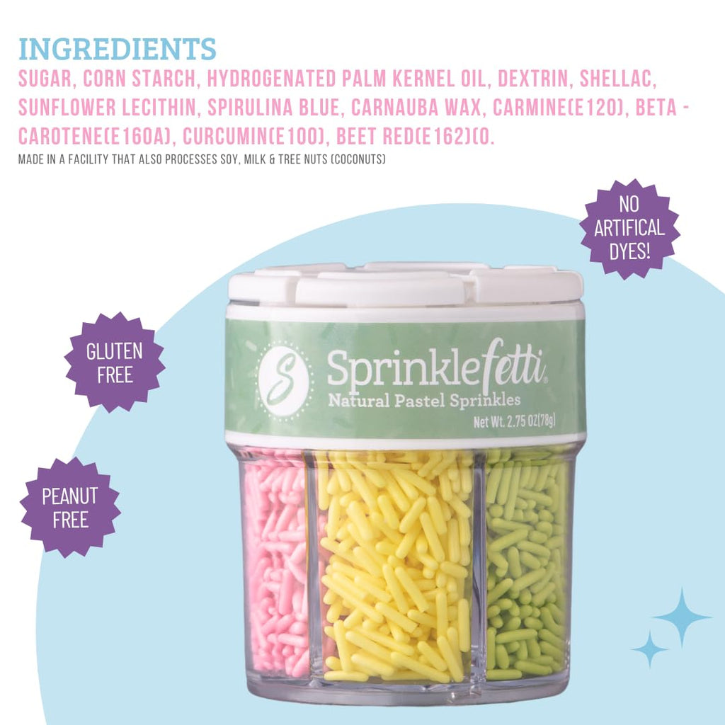 Sweets Indeed Edible Sprinkle Mix - 6 Cell Pastel Jimmies for Cake Decorations & Baking