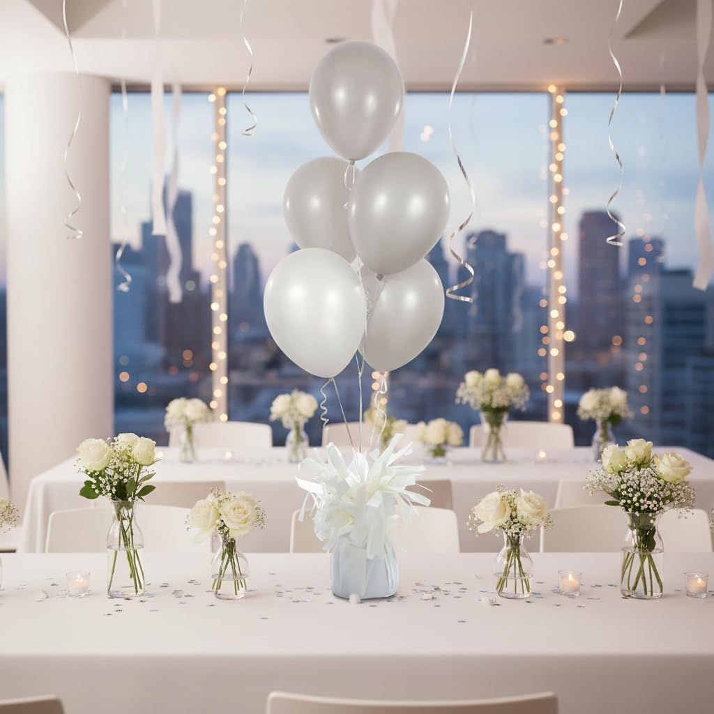 Moretreat balloon weights are perfect for parties, birthdays, weddings. Each pack includes 6PCS durable weights that easily decorate balloons and elevate any celebration. (White 6pcs)