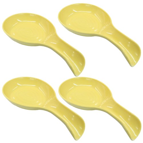 Cionyce Yellow Plastic Spoon Rest Set, Serving Spoon holder for Stove Top, Kitchen Utensil Rack for Tongs, Spatulas(4Pcs)