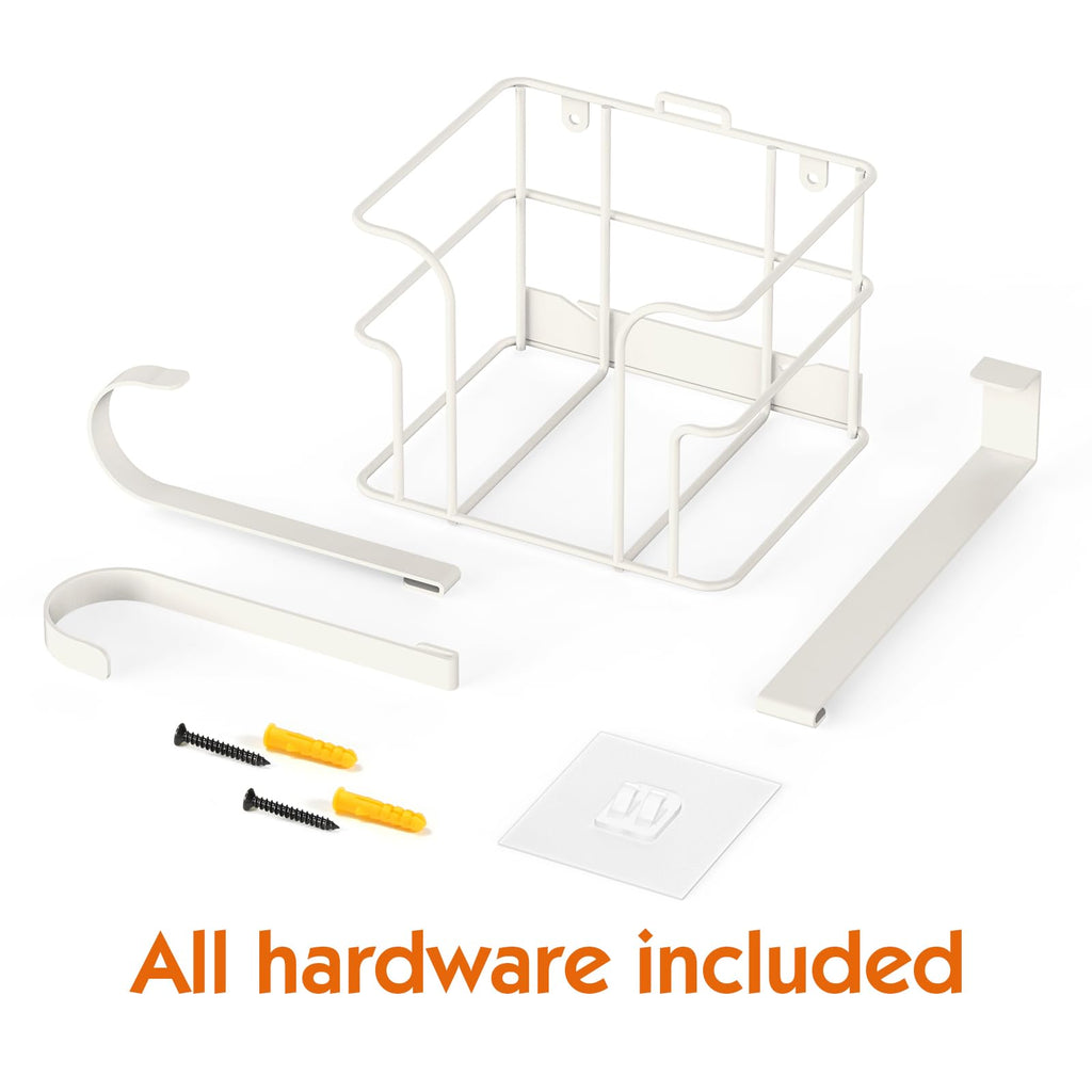 ORLESS Over The Door/Wall Mount Ironing Board Hanger, Laundry Room Iron and Ironing Board Caddy Storage Holder (White)