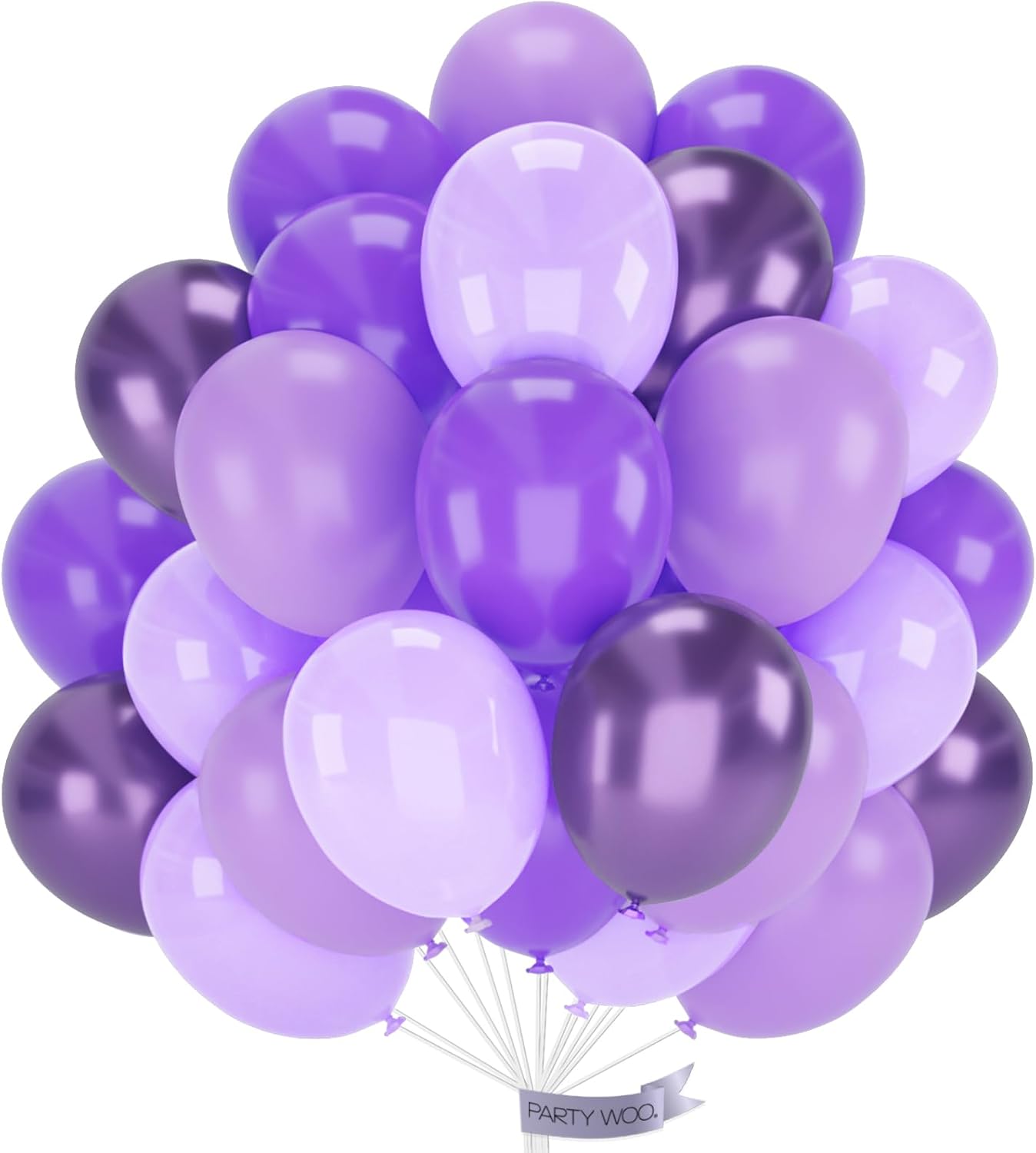 PartyWoo Purple Balloons - 66pcs 12 Inch Light Pastel Metallic Lilac for Celebrations & Events