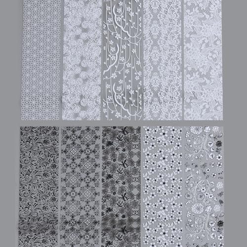 Lace Nail Foil Sheets Black White Floral Transfer Stickers 10 Rolls