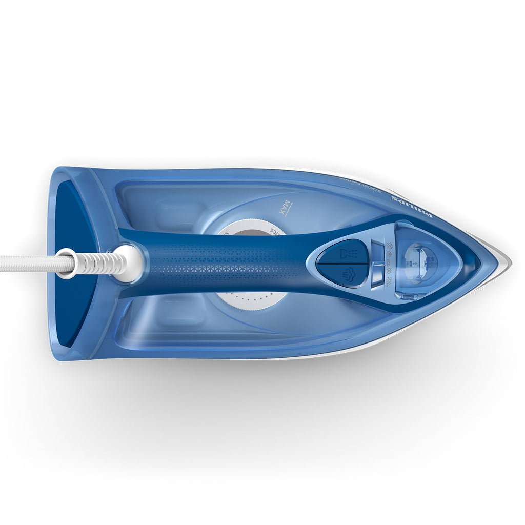 Philips Perfect Care 3000 Series Steam Iron - 1250 W power, 40 g/min continuous steam, 200 g steam boost, 300 ml water tank, blue (DST3031/20)