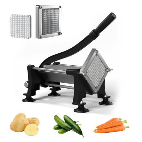 French Fry Cutter, Stainless Steel Potato Cutter with 1/4Inch Blades, Commercial French Fries Slicer for Whole Potatoes, Carrots, Cucumbers(1/4 Inch Blade)
