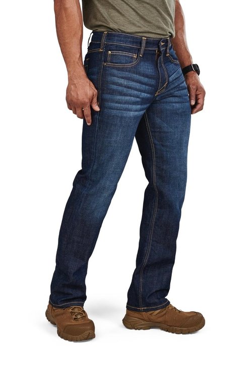 5.11 Tactical Men's Defender-Flex Regular Fit Jeans, 7 Pockets, Fitted Waistband, Style 74477, Dark Wash Indigo, 30W x 30L