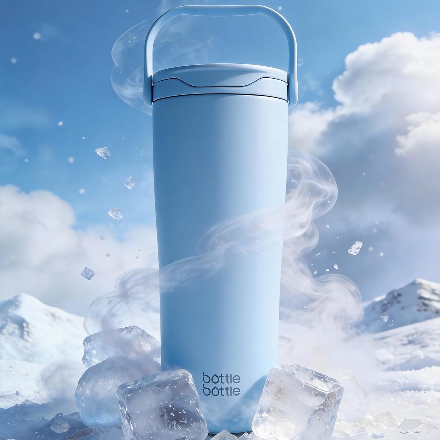 BOTTLE BOTTLE Insulated 30oz Tumbler - Leak-Proof Stainless Steel with Handle & Straw Lid | BPA-Free for Hot & Cold Drinks (Blue)