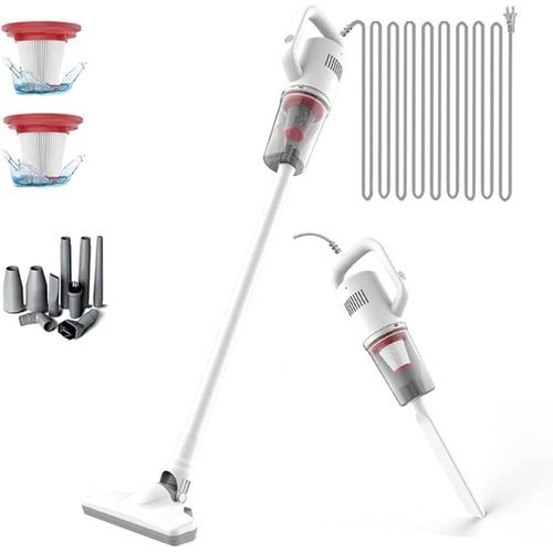 KEROMEE Stick Corded Handheld Vacuum Cleaner 26ft Cord Electric Broom for Pet Hair Hardwood Floor Cat Litter Cleaning