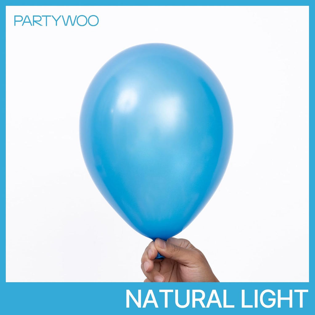 PartyWoo Pearl Blue Balloons - 50 Pcs 12 Inch Sky Blue Latex Helium Balloons for Celebrations