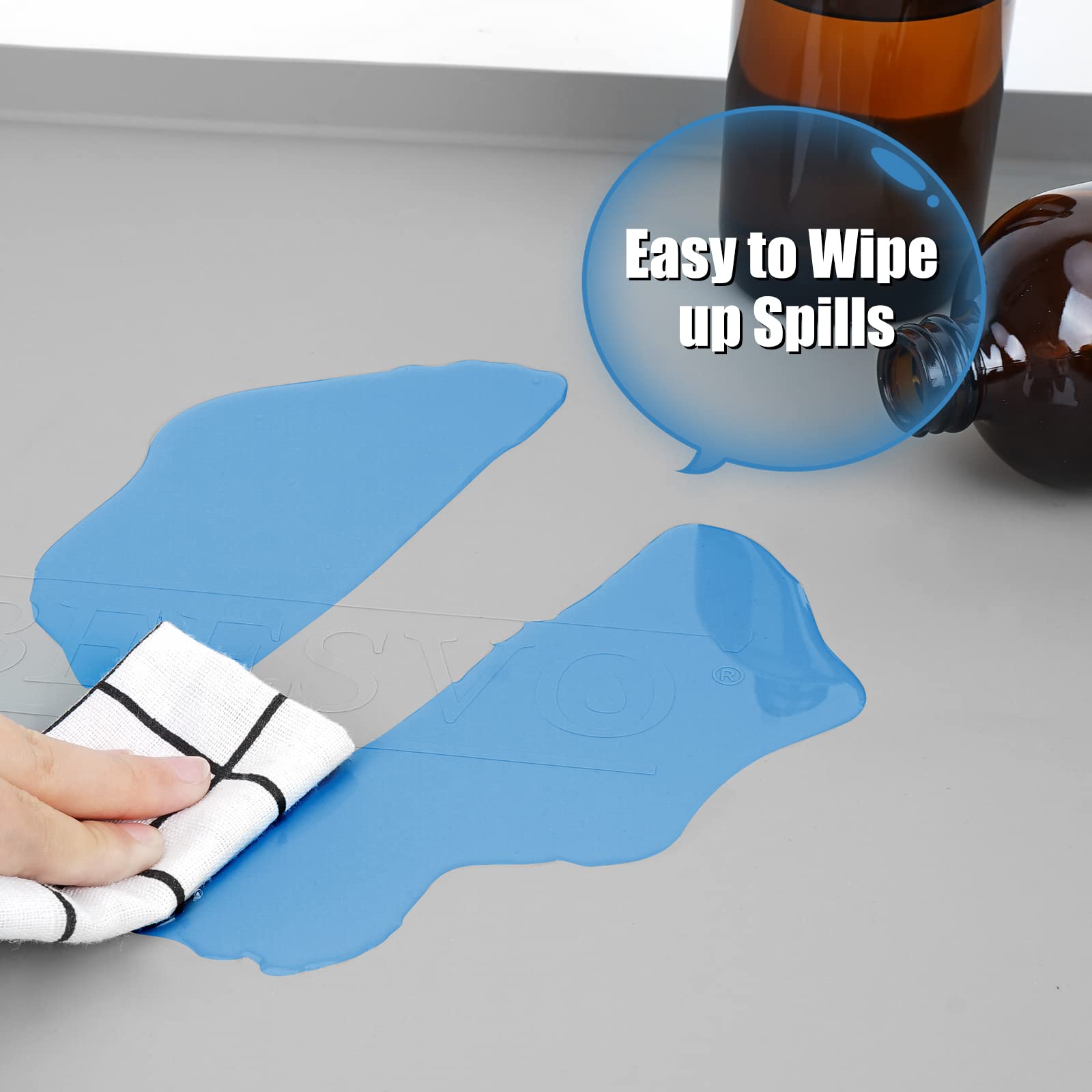 Under Sink Mat for Kitchen Waterproof, 40" x 19" Silicone Under Sink Liner Kitchen & Bathroom Cabinet Protector Mats, Heavy Duty Flexible Under Sink Drip Tray with Lip, Cool Grey
