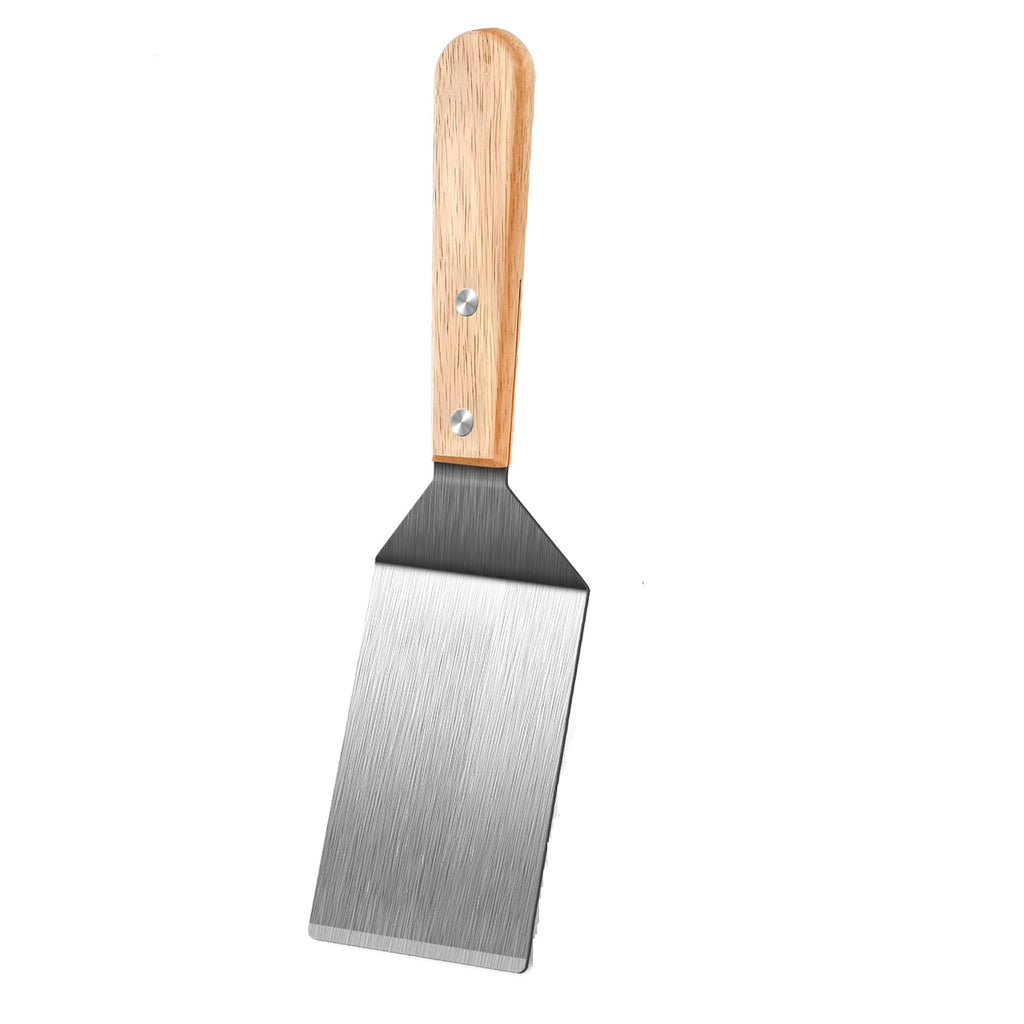 Stainless Steel Spatula Set, Metal Spatula for Cast Iron Skillet, Metal Spatulas for Kitchen Use with Wooden Handle, Ideal for Frying Steak, Pancake, Cookie, Burger, Brownie or Desserts