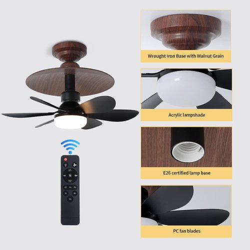 LFKPTAO 20.4" Intelligent Ceiling Fan light 3-Color 3000 K-6500 K, Fan light With light Suitable For living Room, Terrace, Kitchen and Bathroom lighting Kit