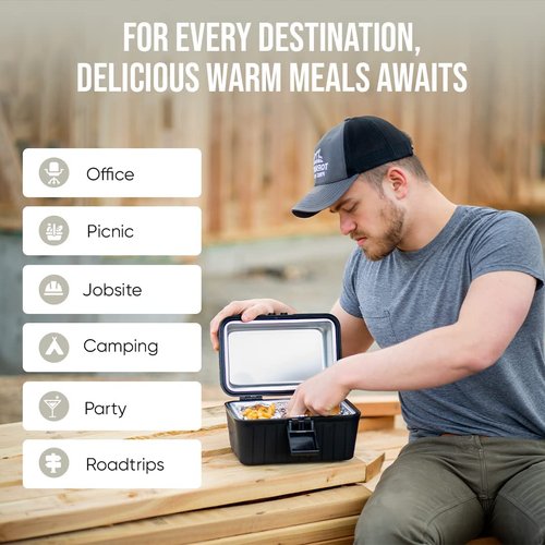 ZONETECH Heating Lunch Box - Premium Quality Electric Insulated Lunch Box Food Warmer Perfect for Picnics, Travelling, and On-site Lunch Break (2-Pack)