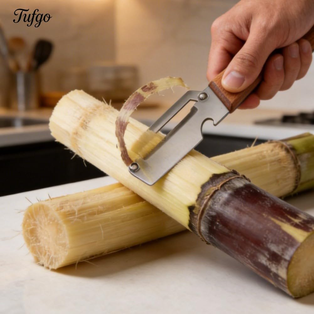 Skiennix 2-In-1 Vegetable Peeler - Multi-Functional Kitchen Tool with Bottle Opener & Wooden Handle