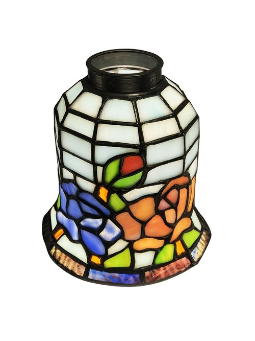 DUONAYU tiffany stained glass replacement lampshade.Rose flower patten ，Fan lamp replacement lampshade.Suitable for bedrooms,studyrooms,corridors and wall lamps.DYM9018