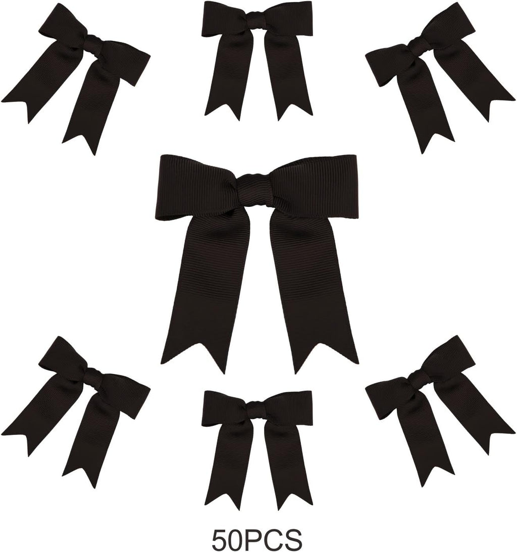 Meseey Grosgrain Ribbon Bows - 50 Pcs 3-Inch Black Pretied Craft Bows for Gift Wrapping & Events