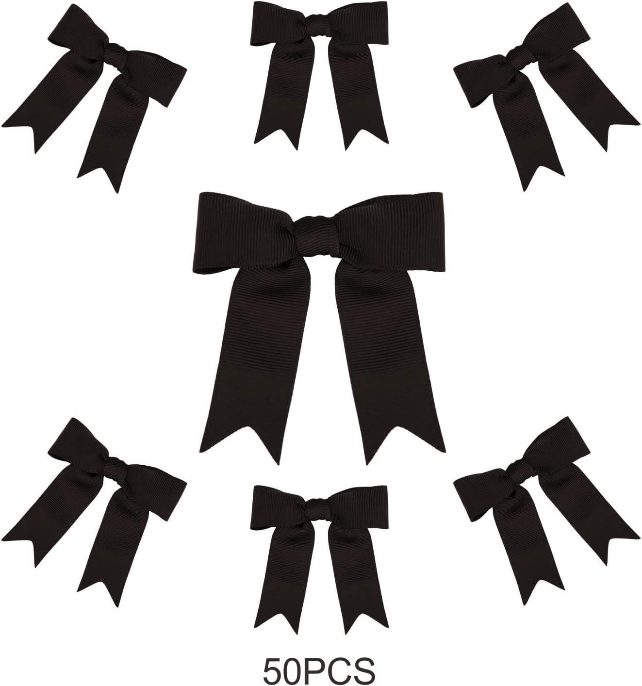 Meseey Grosgrain Ribbon Bows - 50 Pcs 3-Inch Black Pretied Craft Bows for Gift Wrapping & Events