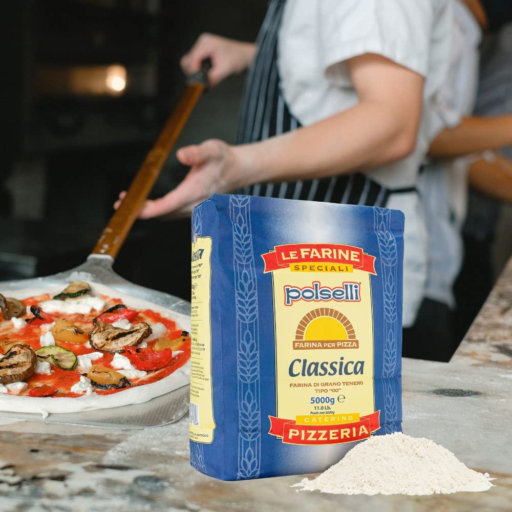 POLSELLI Double Zero Flour - Extra Fine 11 lbs | All-Natural, Unbleached & Unbromated for Pizza & Pasta