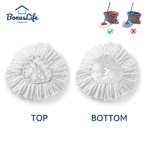 BonusLife 1 Pack Mop Refill and 1 Mop Head Base Part for O-Ceda EasyWrin Spin Mop Refill 1-Tank System Only Easy Cleaning Microfiber Replacement