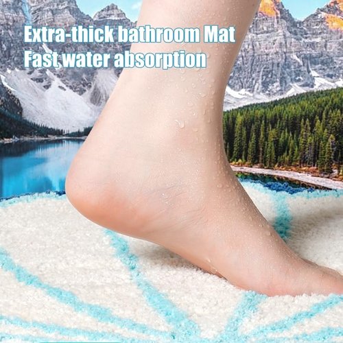 IcosaMro Kids Bathroom Rug Seashell Blue Cute Kids Bath Mat Fluffy Water Absorbent Bath Rugs Non Slip Washable Microfiber Terry for Floor Bedroom Entrance, 20"x 20"