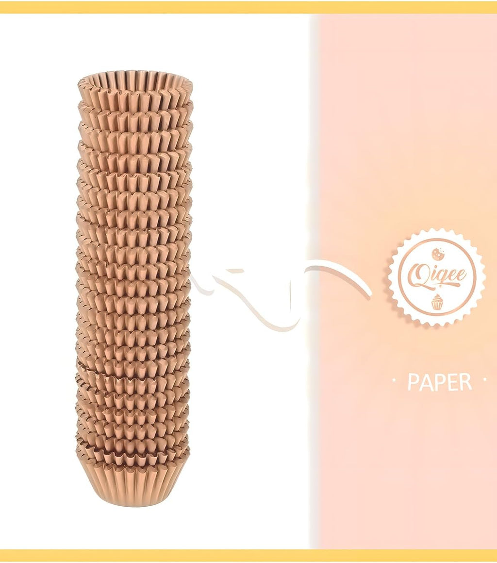 Qiqee Mini Cupcake Liners - 1000 Count Natural Food Grade Baking Cups | Odor-Free Small Size